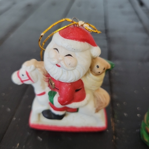 Set of 3 Vintage Kitsch Santa Claus Christmas Decor Ceramic Hand Painted Home - Picture 3 of 5